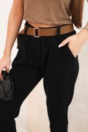 Spodnie damskie z paskiem sztruksowe czarne