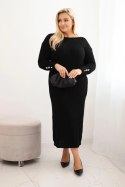 Sukienka swetrowa damska Plus Size z moherem czarna
