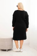 Sukienka swetrowa damska Plus Size z moherem oversize z kieszenią czarna