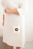Sukienka swetrowa damska Plus Size z moherem oversize z kieszenią ecru