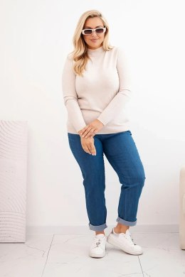 Sweter damski Plus Size z wiskozy z golfem beżowy