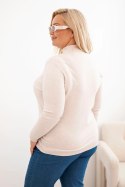 Sweter damski Plus Size z wiskozy z golfem beżowy