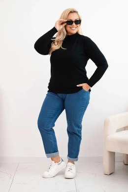Sweter damski Plus Size z wiskozy z golfem czarny