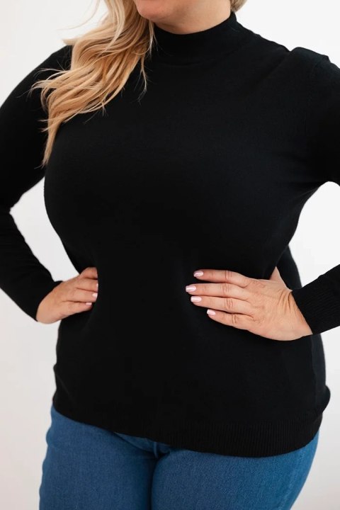 Sweter damski Plus Size z wiskozy z golfem czarny