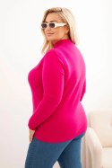 Sweter damski Plus Size z wiskozy z golfem fuksja