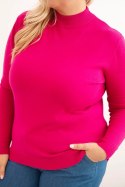 Sweter damski Plus Size z wiskozy z golfem fuksja