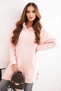Bluza ocieplana z rozcięciami na bokach pudrowy róż