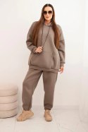 Komplet dresowy damski ocieplany z bawełny i z kapturem fango
