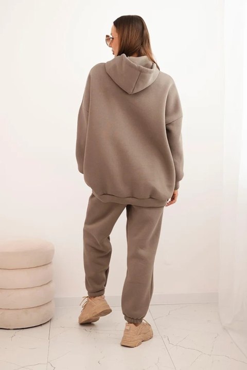 Komplet dresowy damski ocieplany z bawełny i z kapturem fango