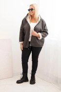 Kurtka damska Plus Size z kapturem i barankiem grafitowa