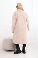 Płaszcz damski Plus Size z wiskozy bez zapięcia z kieszeniami beżowy
