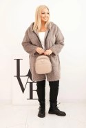 Płaszcz damski Plus Size z wiskozy zapinany na suwak z kapturem fango