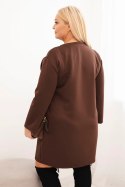 Sukienka damska Plus Size masełko z kieszenią i rękawem 3/4 brązowa