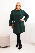 Sukienka damska Plus Size masełko z kieszenią i rękawem 3/4 ciemno zielona