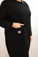 Sukienka damska Plus Size masełko z kieszenią i rękawem 3/4 czarna