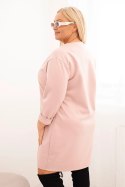 Sukienka damska Plus Size masełko z kieszenią i rękawem 3/4 pudrowy róż