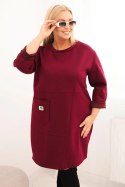 Sukienka damska Plus Size masełko z kieszenią i rękawem 3/4 śliwkowa