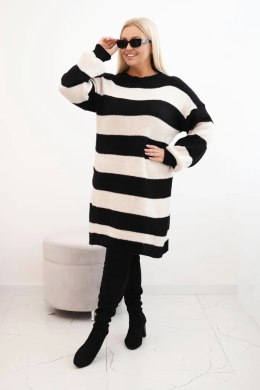 Sukienka damska swetrowa Plus Size w pasy czarna