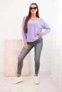 Sweter damska z wiskozą z dekoltem w serek jasno fioletowy