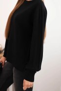 Sweter damski wiskozowy z długim rękawem i rozcięciem po bokach czarny