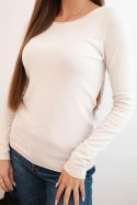 Sweter damski wiskozowy z okrągłym dekoltem i dopasowanym fasonem beżowy