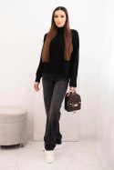 Sweter damski z półgolfem wiskozowy o luźnym kroju czarny