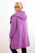 Bluza damska Plus Size ocieplana z kapturem i asymetrycznym zamkiem ciemno fioletowa