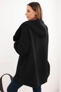 Bluza damska ocieplana z kapturem i asymetrycznym zamkiem czarna