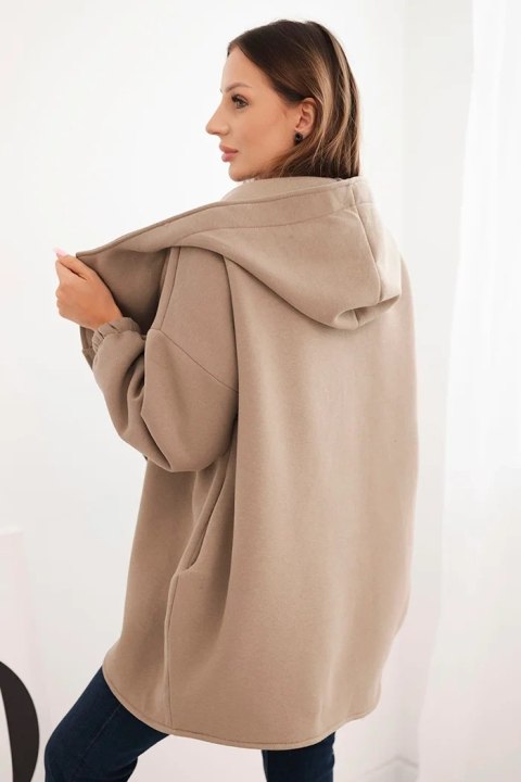 Bluza damska ocieplana z kapturem i asymetrycznym zamkiem fango
