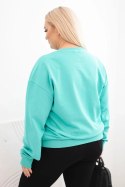 Bluza damska pętelkowa Plus Size bawełniana basic z okrągłym dekoltem ciemno miętowa