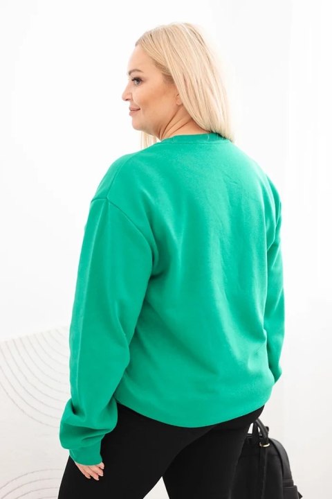Bluza damska pętelkowa Plus Size bawełniana basic z okrągłym dekoltem jasno zielona