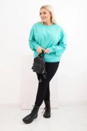 Bluza damska pętelkowa Plus Size bawełniana basic z okrągłym dekoltem miętowa