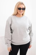 Bluza damska pętelkowa Plus Size bawełniana basic z okrągłym dekoltem szara
