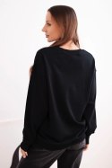 Bluza damska pętelkowa bawełniana basic z okrągłym dekoltem czarna