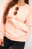 Bluza damska pętelkowa bawełniana basic z okrągłym dekoltem łososiowa
