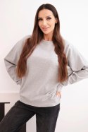 Bluza damska pętelkowa bawełniana basic z okrągłym dekoltem szara
