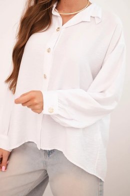 Koszula damska elegancka z wiskozy z ozdobnymi guzikami biała