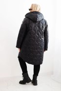 Kurtka damska Plus Size zimowa pikowana z kapturem czarna