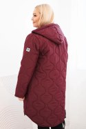 Kurtka damska Plus Size zimowa pikowana z kapturem śliwkowa