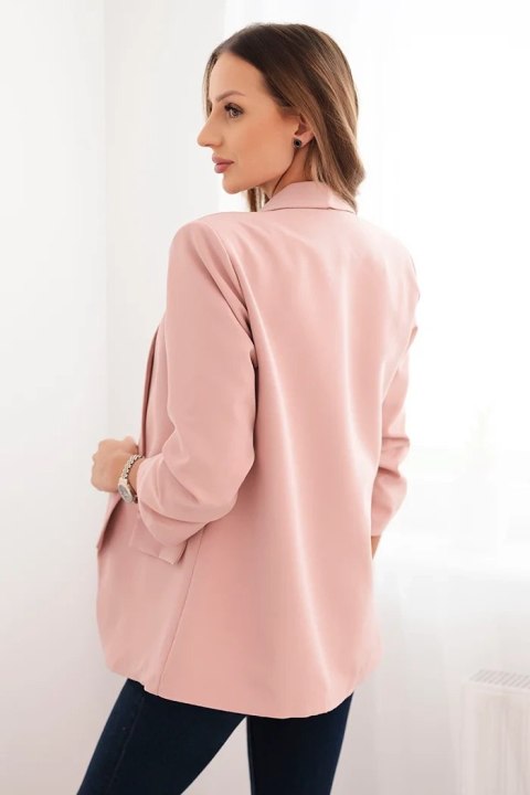 Marynarka damska bez zapięcia z podszewką S/M pudrowy róż