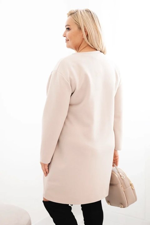Sukienka damska Plus Size masełko z kieszenią i rękawem 3/4 beżowy