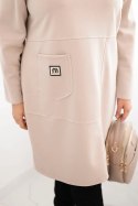 Sukienka damska Plus Size masełko z kieszenią i rękawem 3/4 beżowy