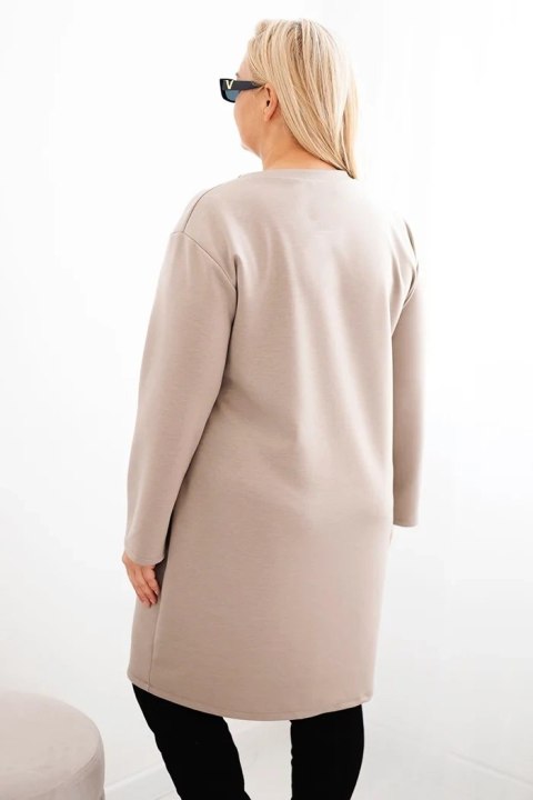 Sukienka damska Plus Size masełko z kieszenią i rękawem 3/4 fango