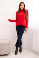 Bluzka damska wiskozowa z golfem i długim rękawem czerwona