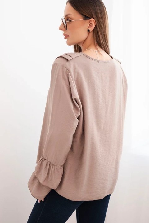 Bluzka damska z wiskozy z falbanami i długim rękawem fango