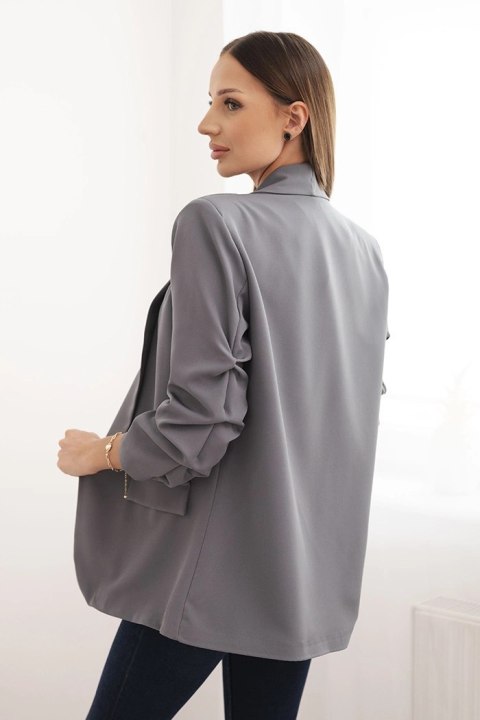 Marynarka z klapami elegancka ciemno szara