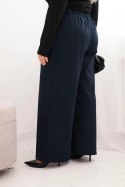 Spodnie damskie Plus Size z szeroką nogawką i elastycznym pasem granatowe