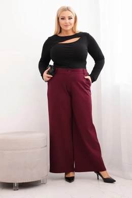 Spodnie damskie Plus Size z szeroką nogawką i elastycznym pasem śliwkowe