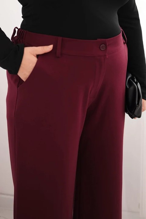 Spodnie damskie Plus Size z szeroką nogawką i elastycznym pasem śliwkowe