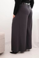 Spodnie damskie Plus Size z szeroką nogawką i paskiem grafitowe